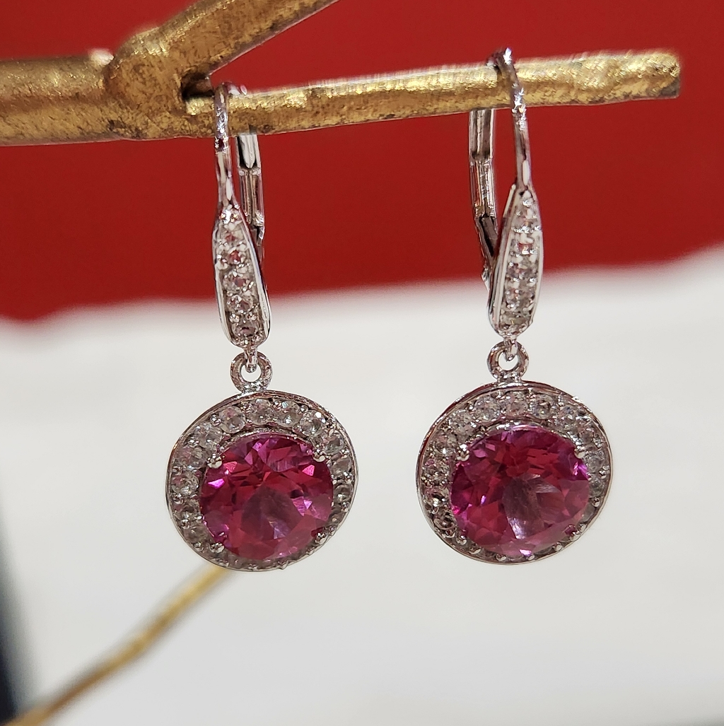 Chuck Clemency Sterling Silver Earrings With Pink Topaz